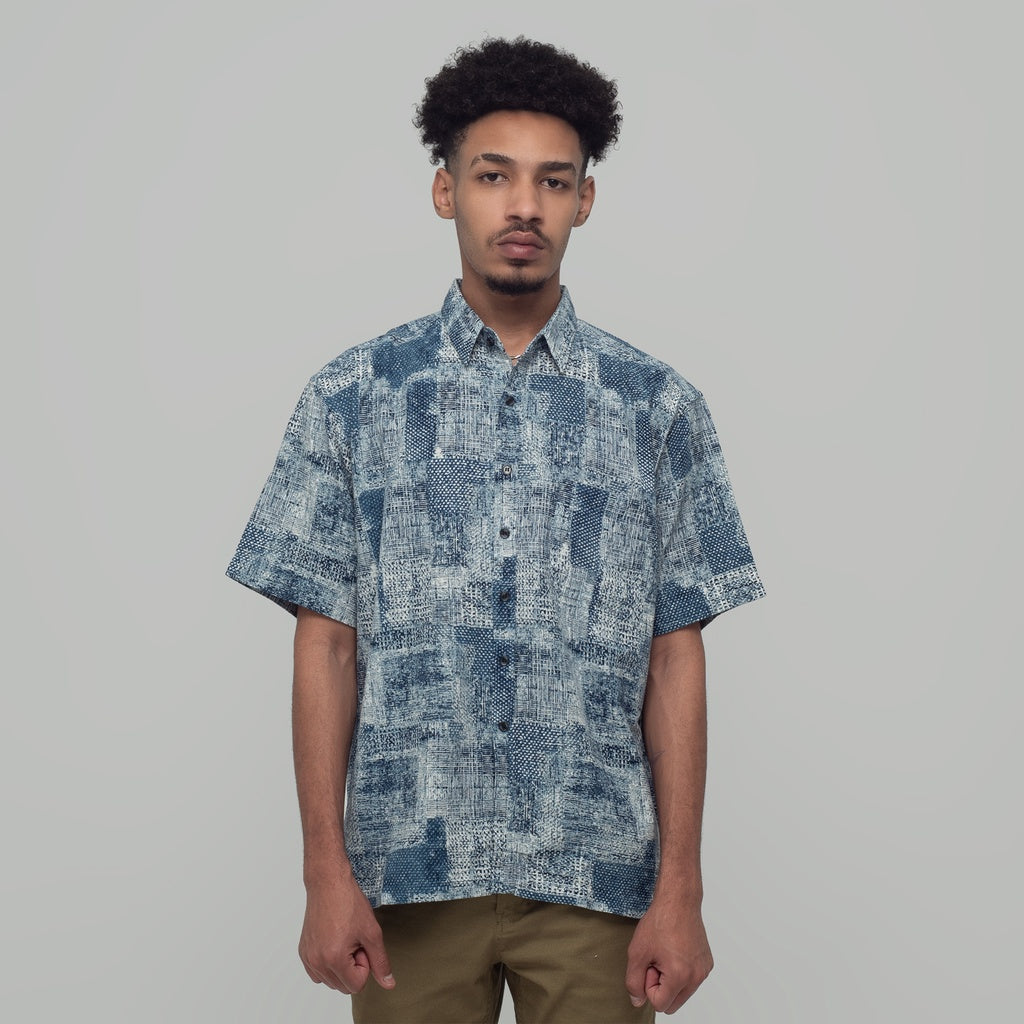 Benhill Kemeja Pria Linen Printing Lengan Pendek Blue 28810-46302