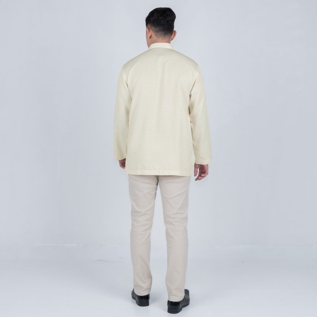 Benhill Kemeja Koko Pria "Tenun Sultan" Dobby Panjang Beige 29934-36909