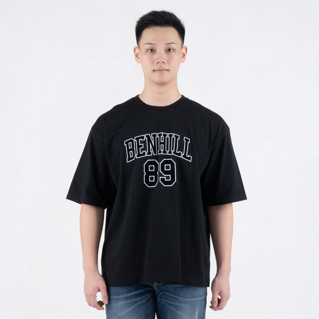 Benhill T-Shirt Pria Oversized Fit Cotton 20s Combed Pendek Black A460-39268