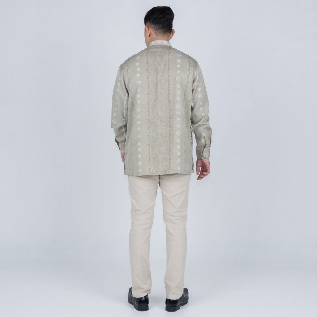 Benhill Kemeja Koko Pria "Tenun Sultan" Dobby Printing Panjang Olive 51039-36H09