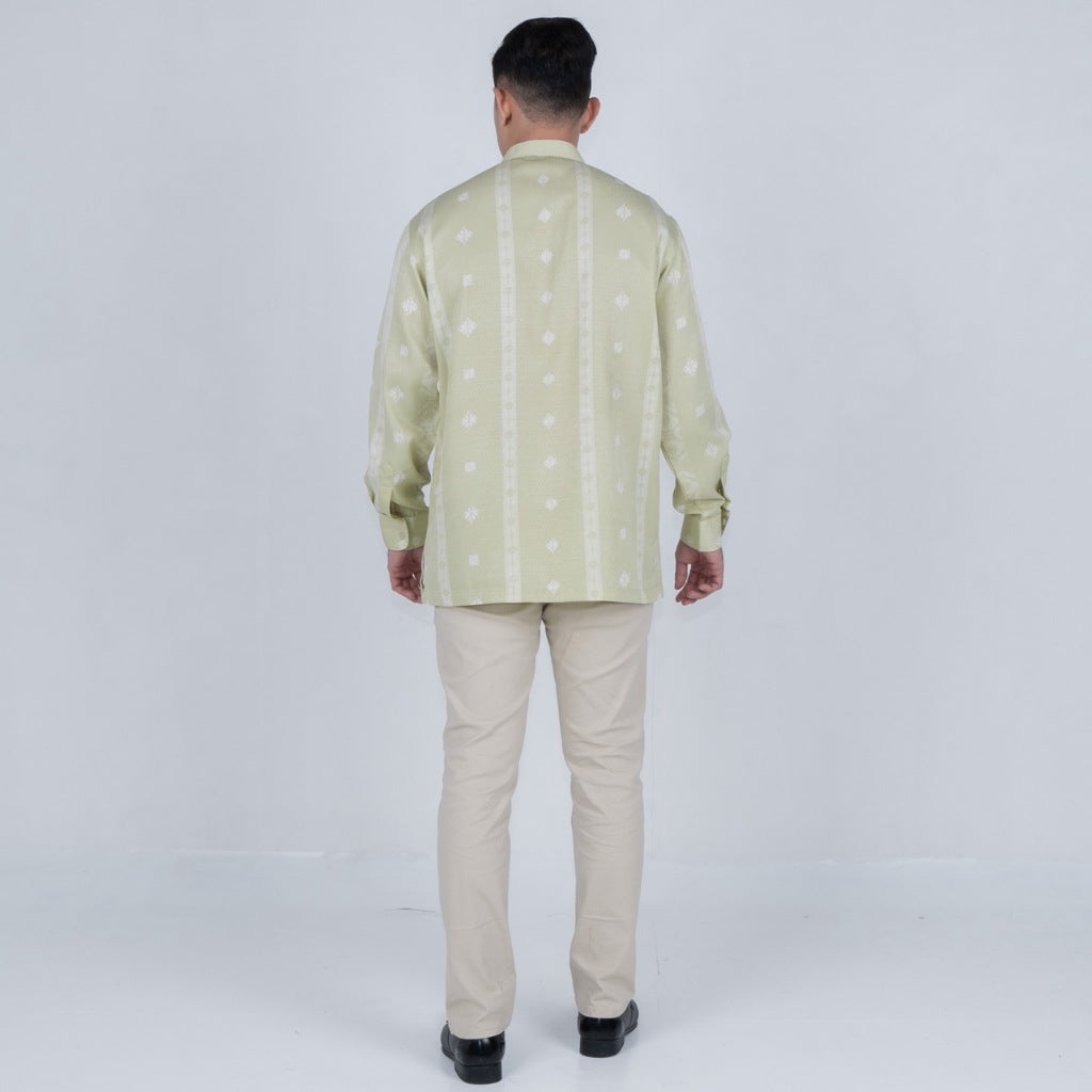Benhill Kemeja Koko Pria "Tenun Sultan" Dobby Printing Panjang Dusty Green 51035-36E09