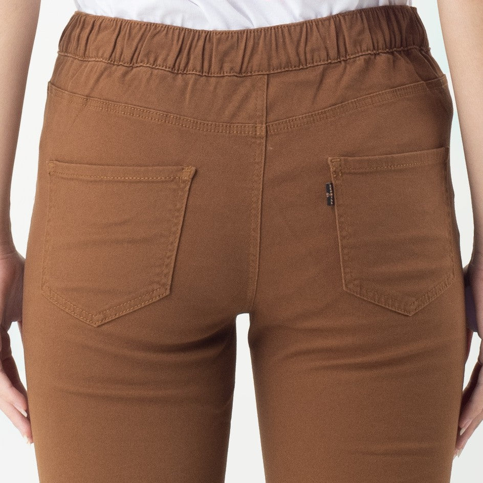 Benhill Celana "Jiwon" Panjang Wanita Pinggang Karet Bahan Katun Stretch Warna Caramel Brown 205-22527