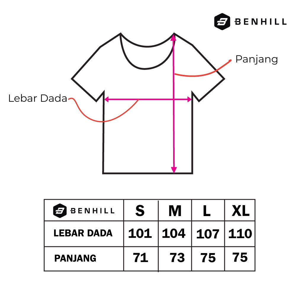 Benhill T-shirt Grafis Katun 30s Combed Lengan Pendek Hitam 322-359-35268