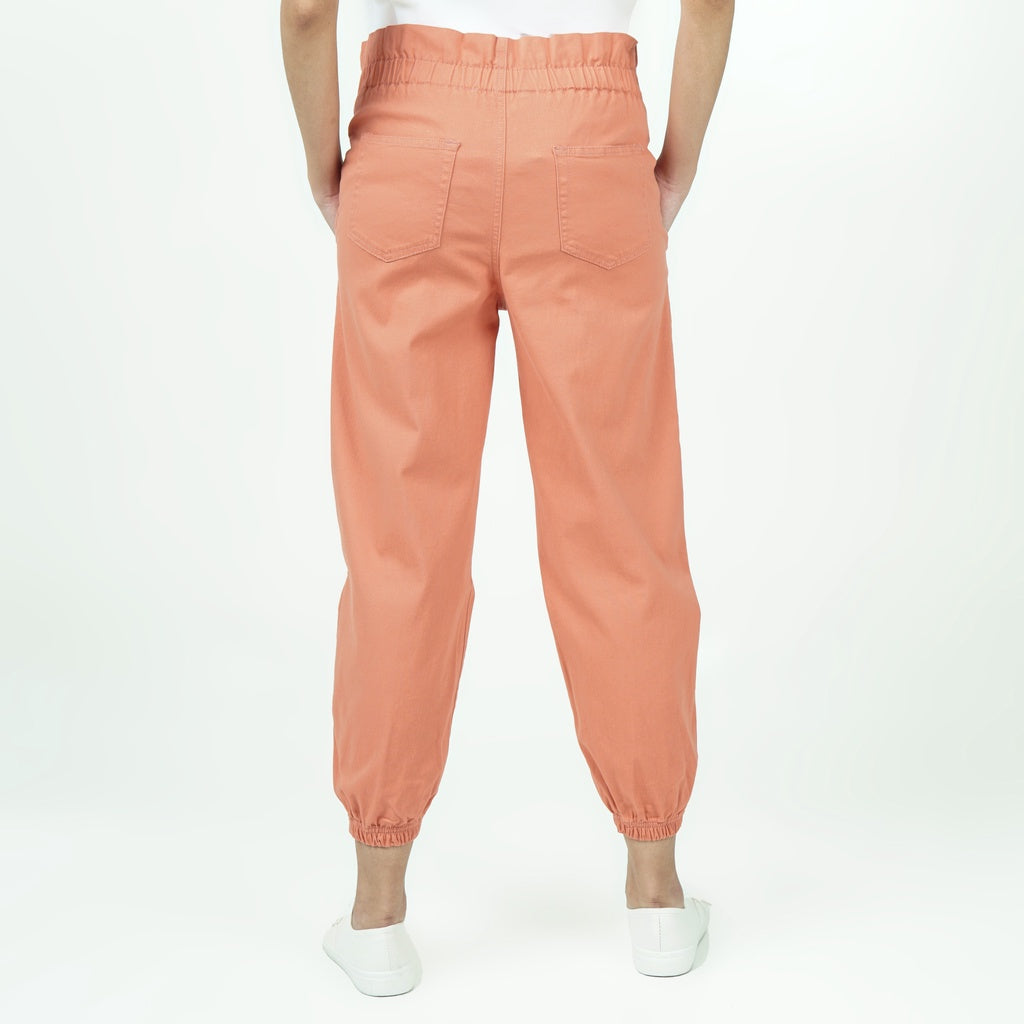 Benhill Celana "Rae" Stretch Wanita High Waist Jogger Pants Coral Pink 287-32491