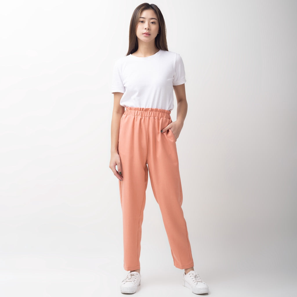 Benhill "Choe" Celana Bahan Wanita High Waist Coral Pink 214-39I74