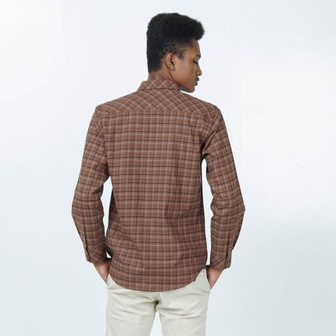 Benhill Kemeja Pria Flannel Lengan Panjang Kotak Coklat 27691-11533