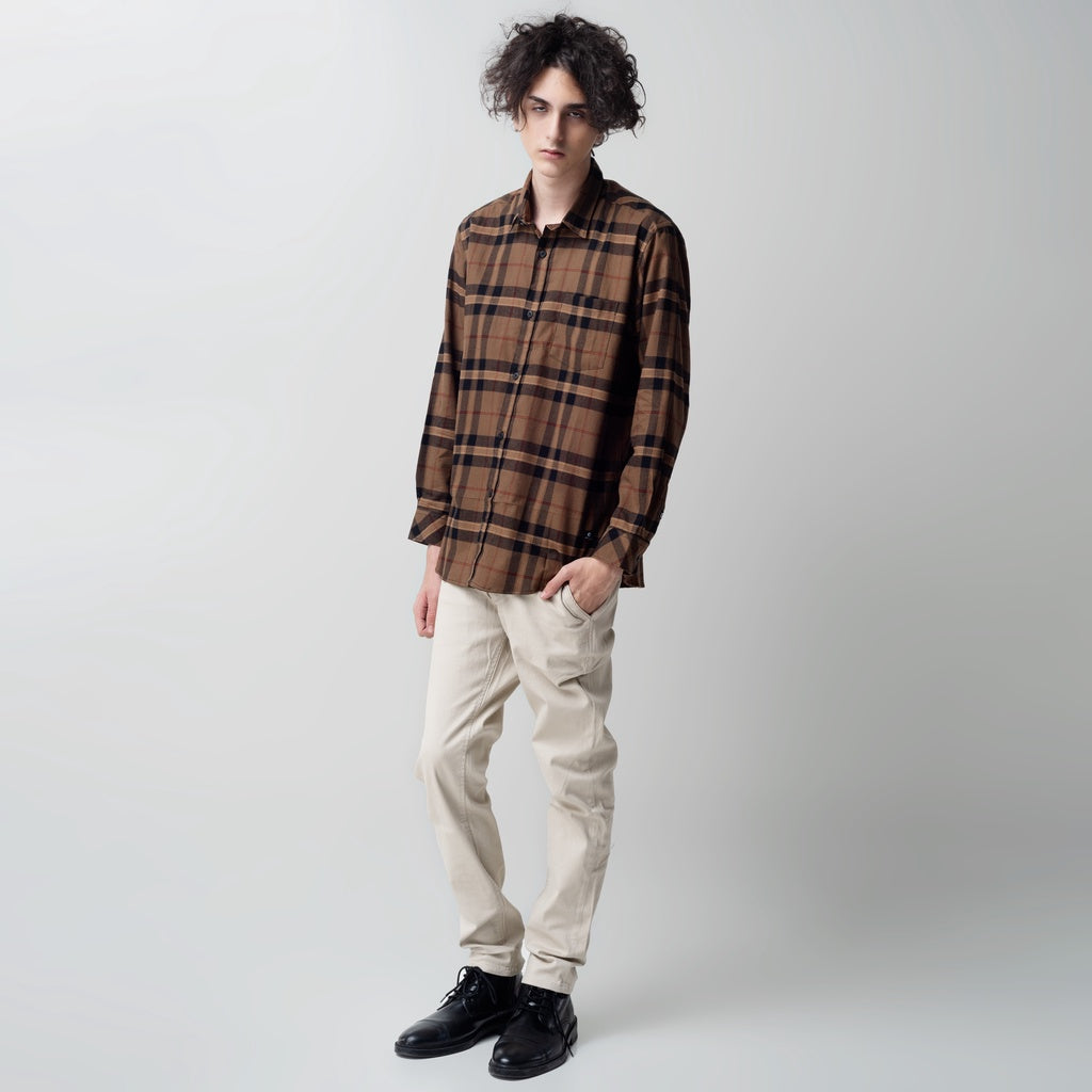 Benhill Kemeja Pria Flannel Lengan Panjang Kotak Coklat 28907-11533