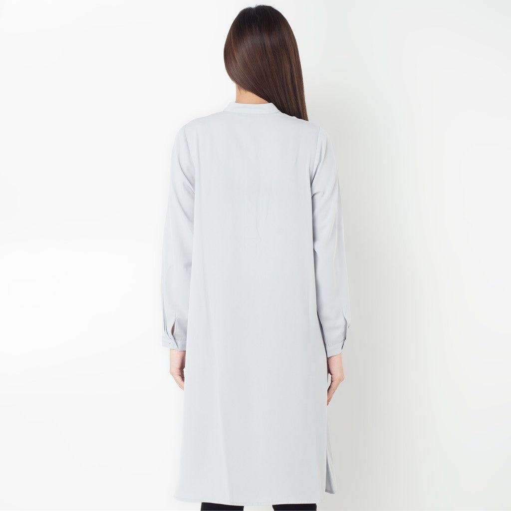 Benhill Kemeja "Hee soo" Tunik Dress Wanita Krah Shanghai Lengan Panjang Grey 274-39387