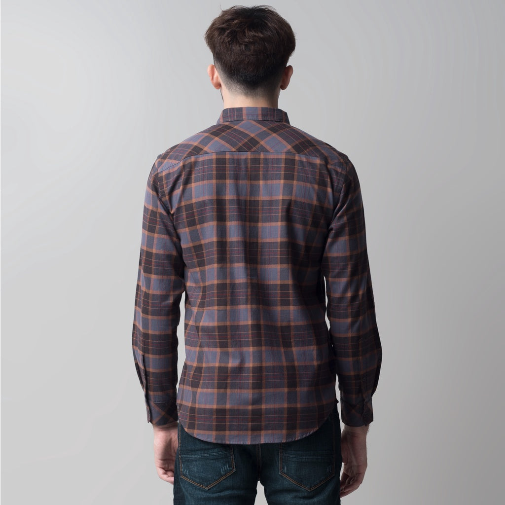 Benhill Kemeja Pria Flannel Lengan Panjang Kotak Abu 28032-11633