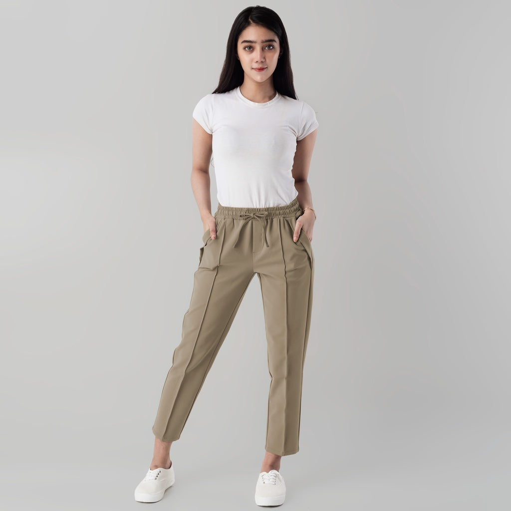 Benhill "Dalmi" Celana Wanita Pinggang Karet Khaki 862-39596