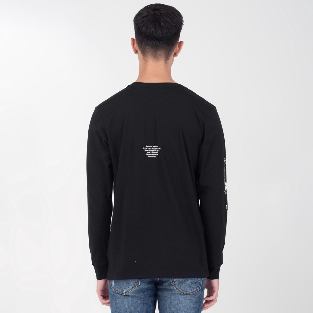 Benhill Kaos Grafis Katun 30s Combed Lengan Panjang Hitam 353-35272