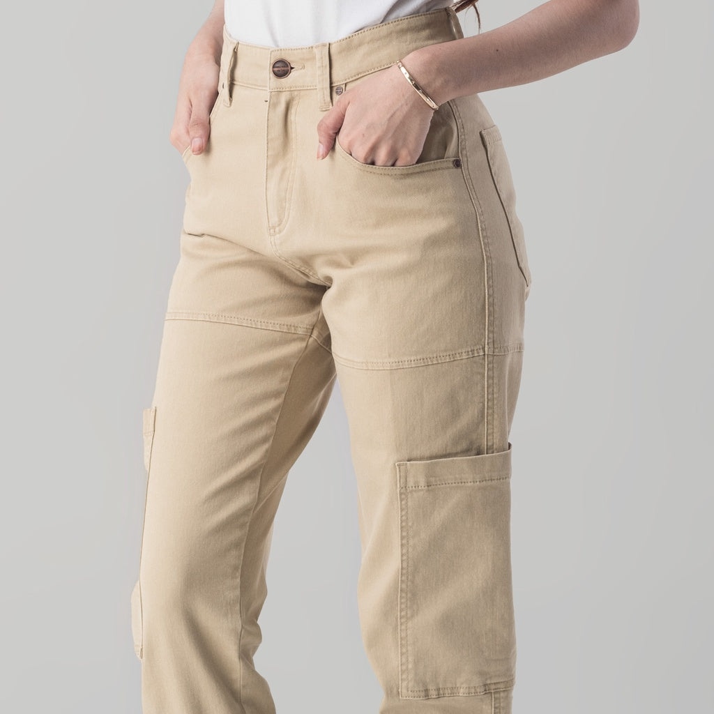 Benhill Celana " Sora" Wanita Cargo Jogger Pants Cotton High Waist Khaki 850-39E12