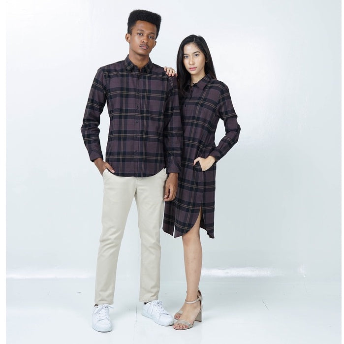 Benhill Kemeja Pria Flannel Lengan Panjang Kotak Hitam 25258-11233