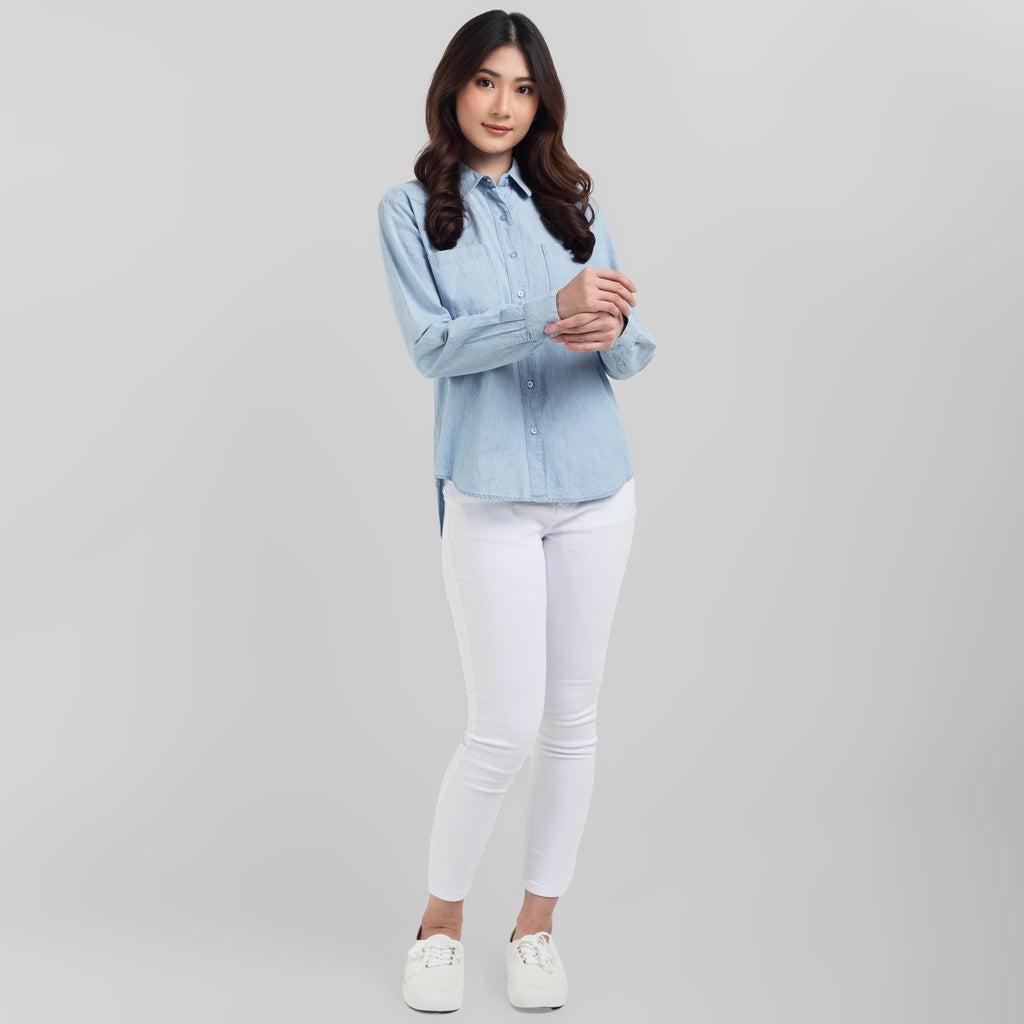 Benhill Kemeja Wanita Denim Lengan Panjang Light Blue 821-19362