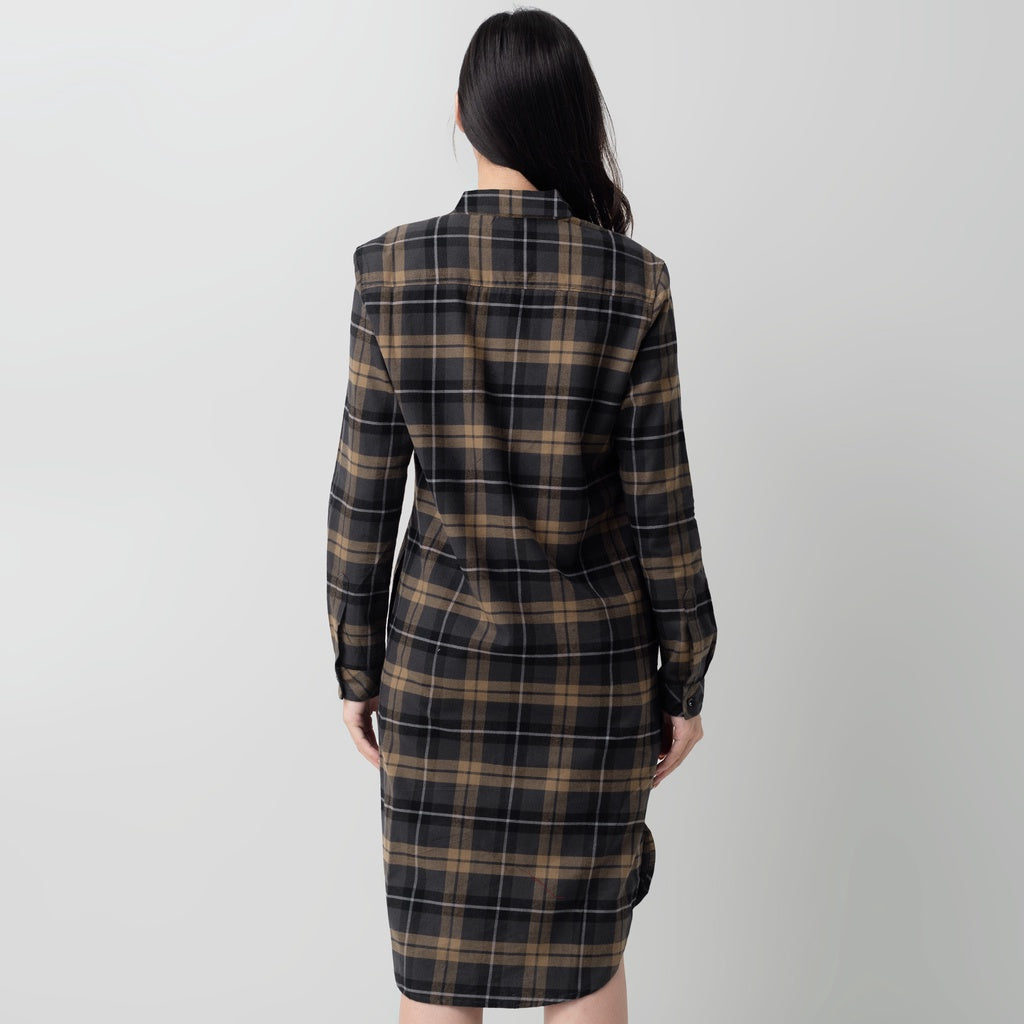 Benhill Kemeja Tunik Flannel Wanita Kotak Abu 0746-11635