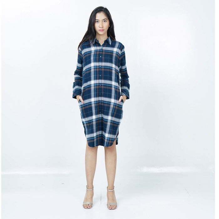 Benhill Kemeja Tunik Flannel Wanita Kotak Biru 291-11335