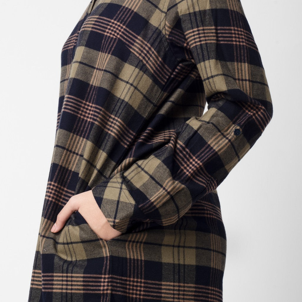 Benhill Kemeja Tunik Flannel Wanita Kotak Hijau 0679-11735