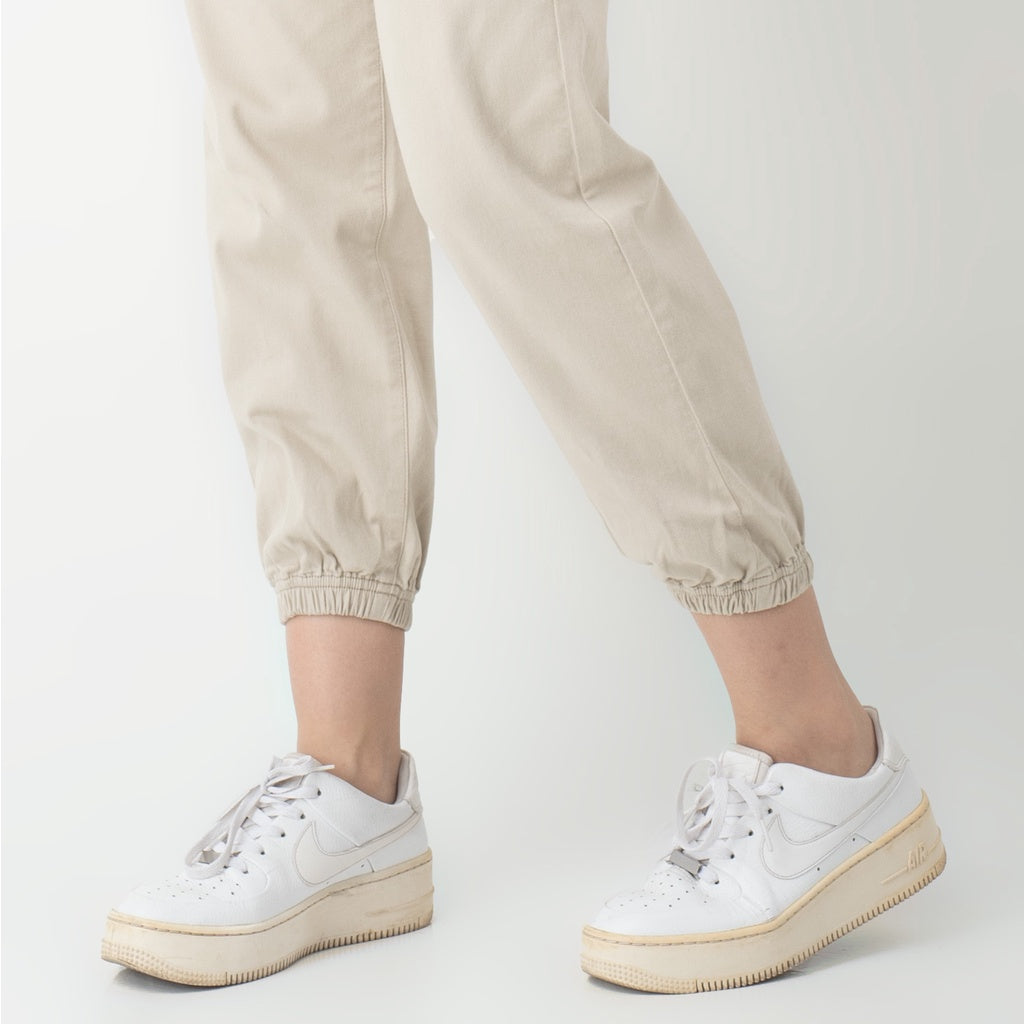 Benhill Celana "Rae" Stretch Wanita High Waist Jogger Pants Beige 283-32991