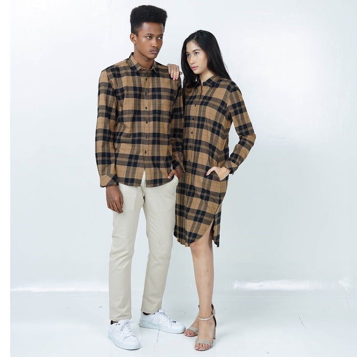 Benhill Kemeja Pria Flannel Lengan Panjang Kotak Coklat 27082-11533