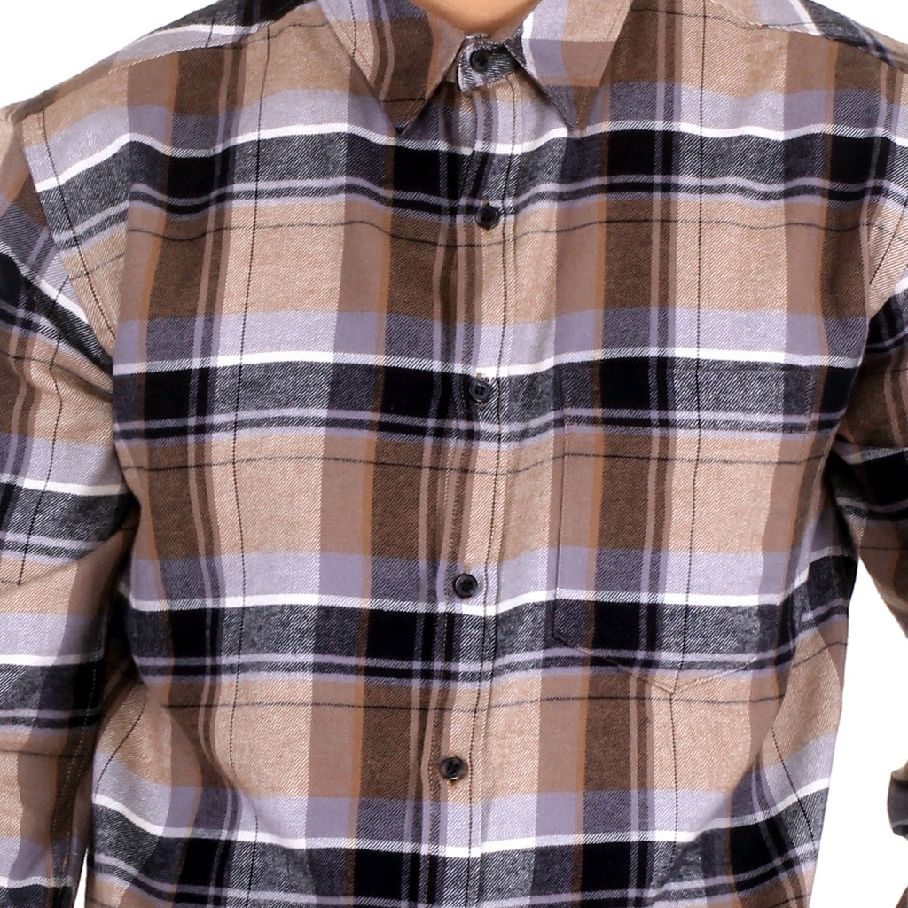 Benhill Kemeja Pria Flannel Kotak Cream 27621-11533