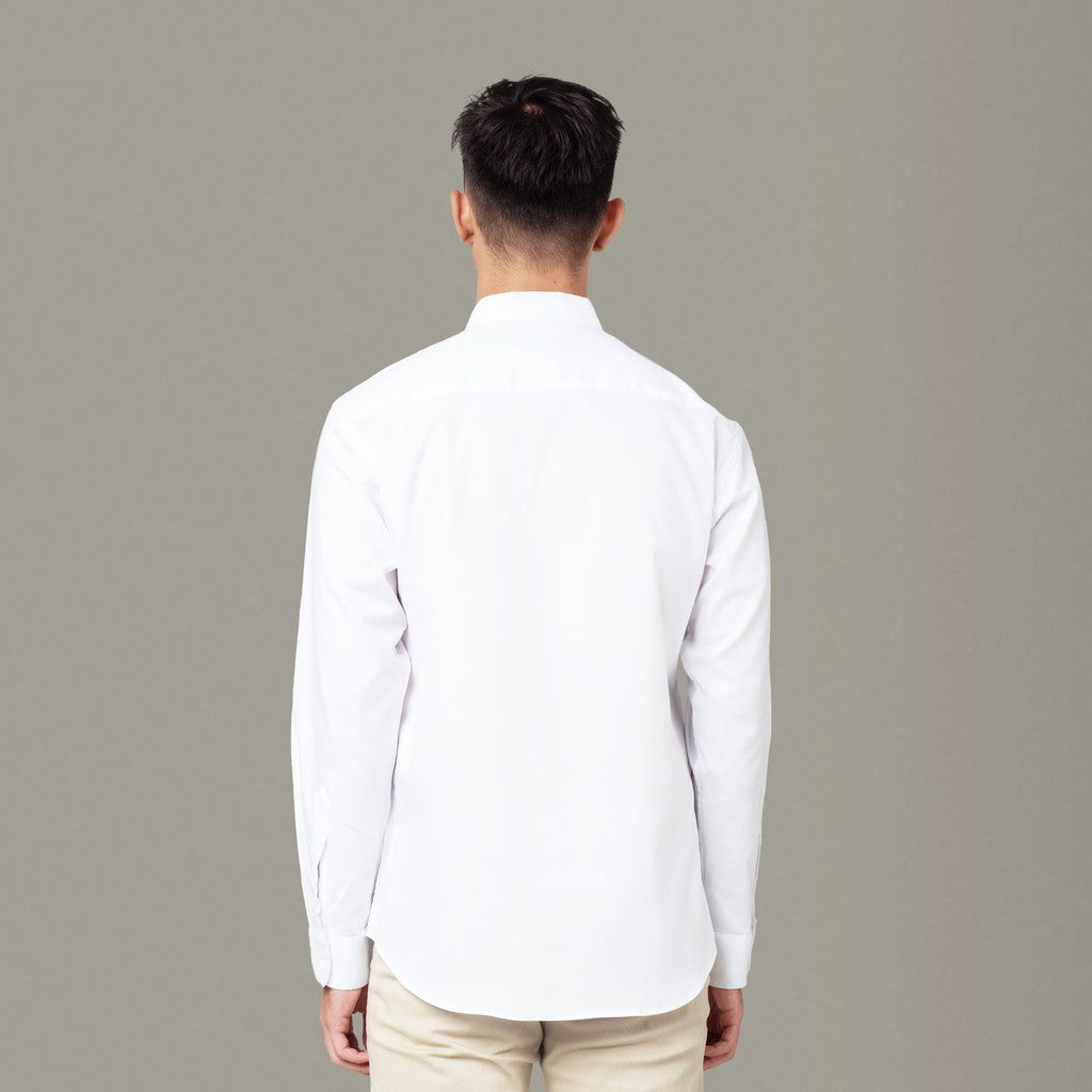 Benhill Kemeja Pria Basic Polos Lengan Panjang Katun Poplin Putih 09-16133