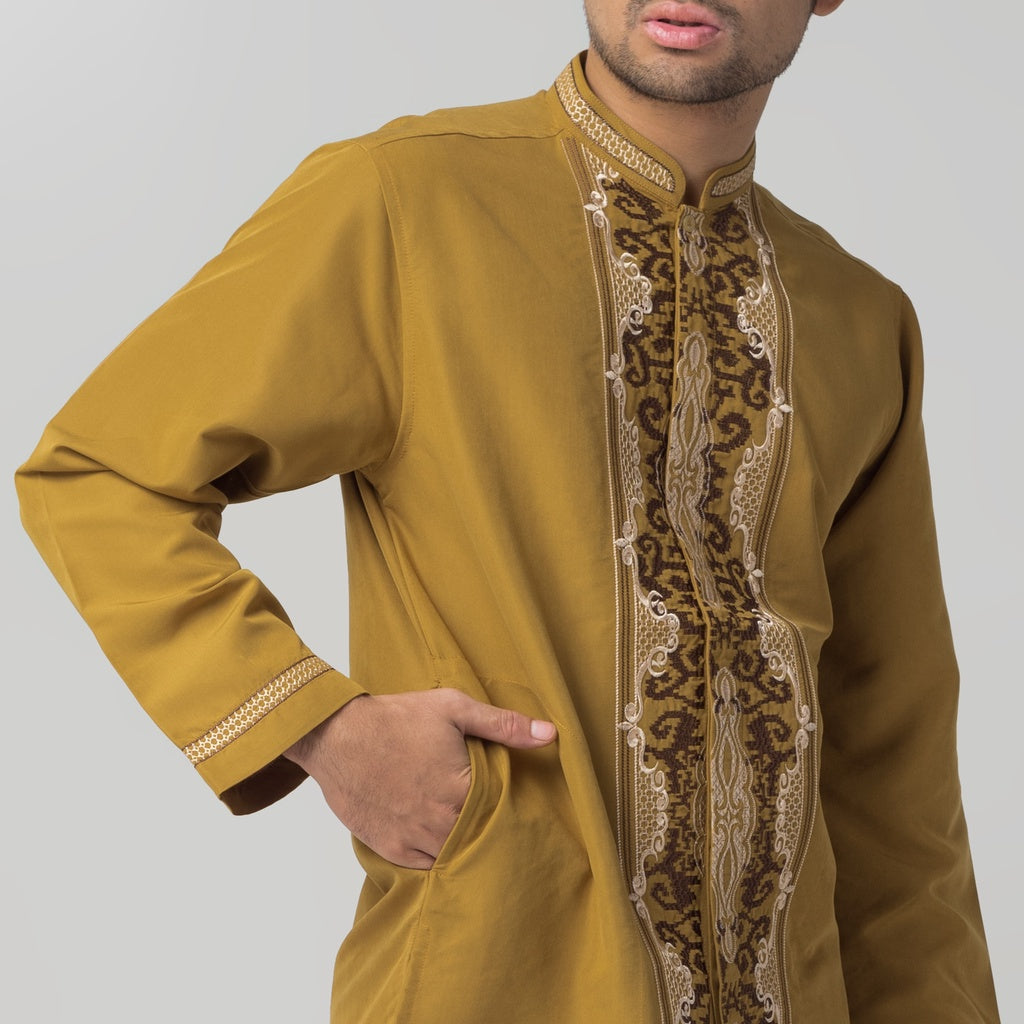 Benhill Taqwa Koko Bordir Pria Lengan Panjang Mustard 2373-74-75-12D07