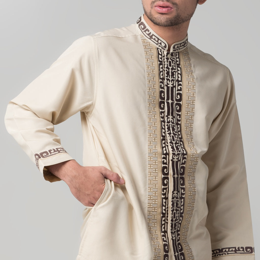 Benhill Taqwa Koko Bordir Pria Lengan Panjang Cream 2316-12907