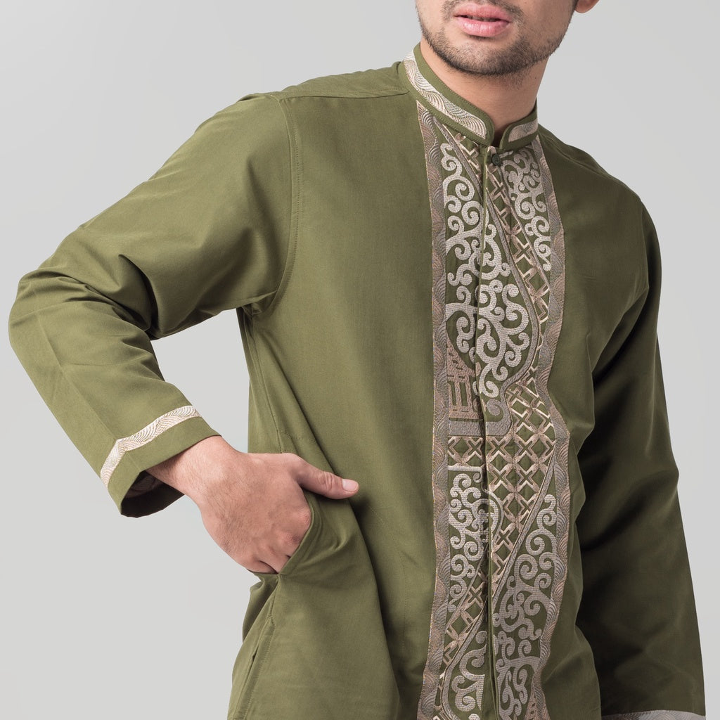 Benhill Taqwa Koko Bordir Pria Lengan Panjang Olive 2292-12707