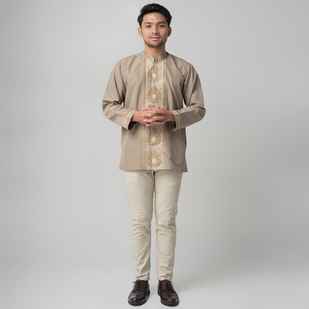 Benhill Taqwa Koko Bordir Pria Lengan Panjang Brown Grey 2273-74-75-32707