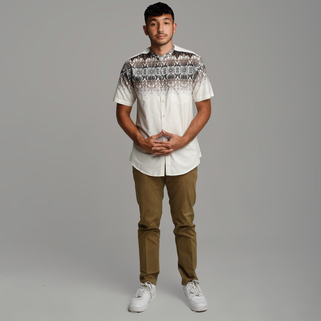 Benhill Kemeja Koko Pria Cotton Printing Lengan Pendek Off White 50017-46510