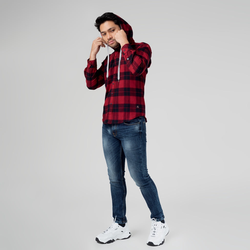 Benhill Hoodie Flannel Kotak Merah 29485-11438