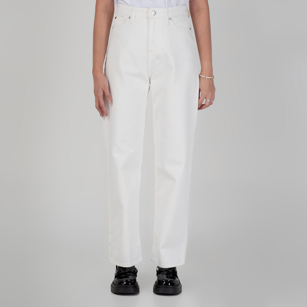 Celana Denim Wanita "Arin" High Waist Loose Straight Pants Off White A175-2291D