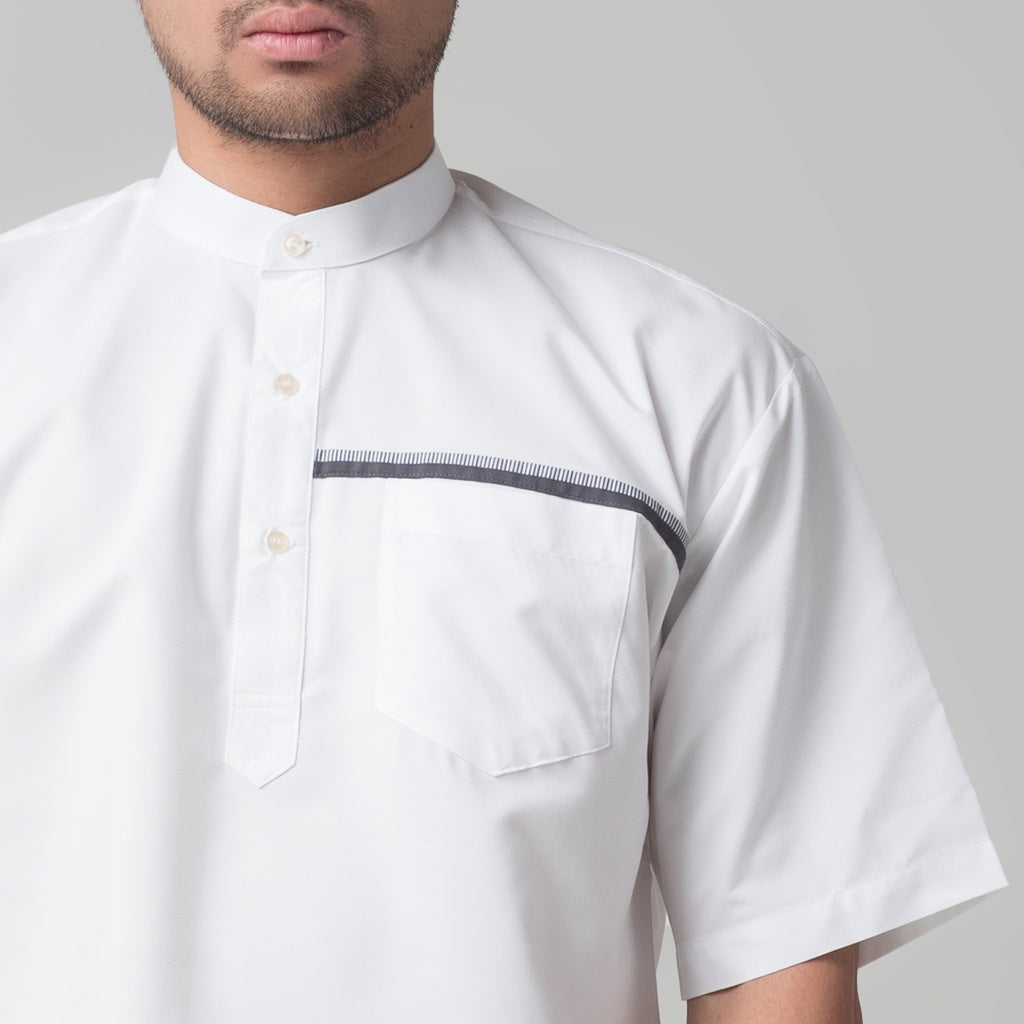 Benhill Kemeja Pria Koko Qurta Lengan Pendek Putih 29952-3211H