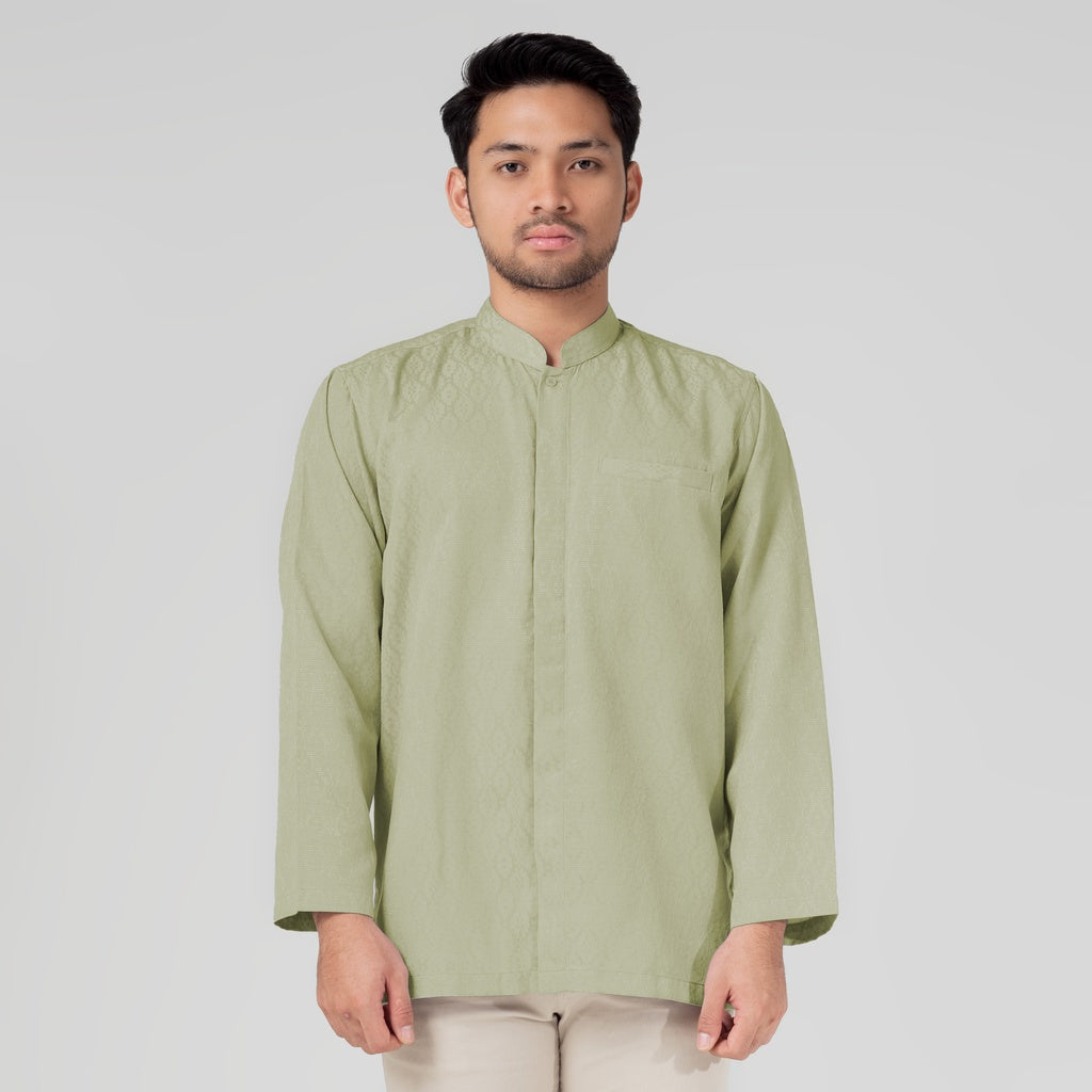 Benhill Kemeja Koko Pria "Tenun Sultan" Cotton Dobby Lengan Panjang Sage Green 29251-52-36709