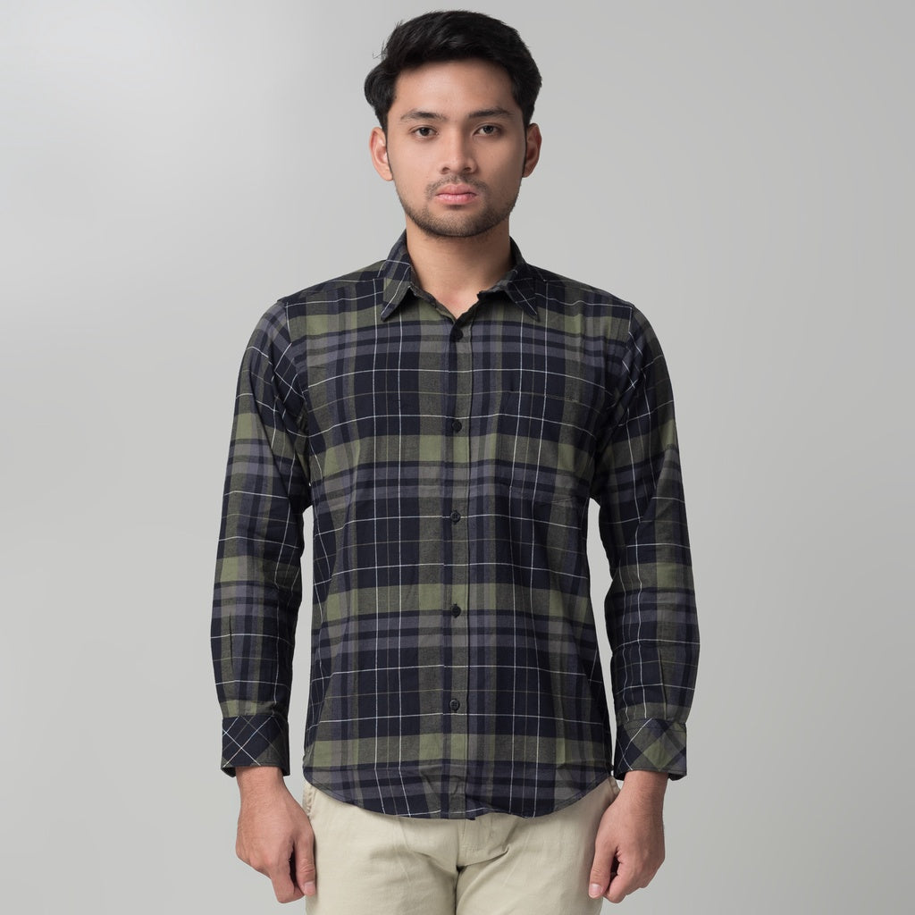 Benhill Kemeja Pria Flannel Lengan Panjang Kotak Hijau 29288-89-31G33