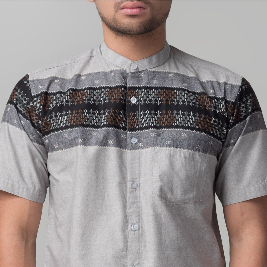 Benhill Kemeja Koko Pria Cotton Printing Lengan Pendek Abu 29819-20-21-46610