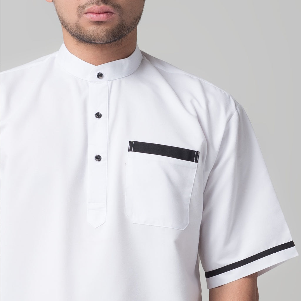 Benhill Baju Taqwa Koko Pria Qurta Kurta Lengan Pendek Putih 29953-3211H