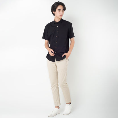 Benhill Kemeja Pria Polos Premium Katun Dobby Pendek Warna Hitam 27652-12234