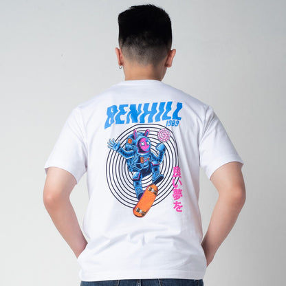 Benhill T-shirt Pria Grafis Katun 24s Combed Pendek Putih 400-401-15168