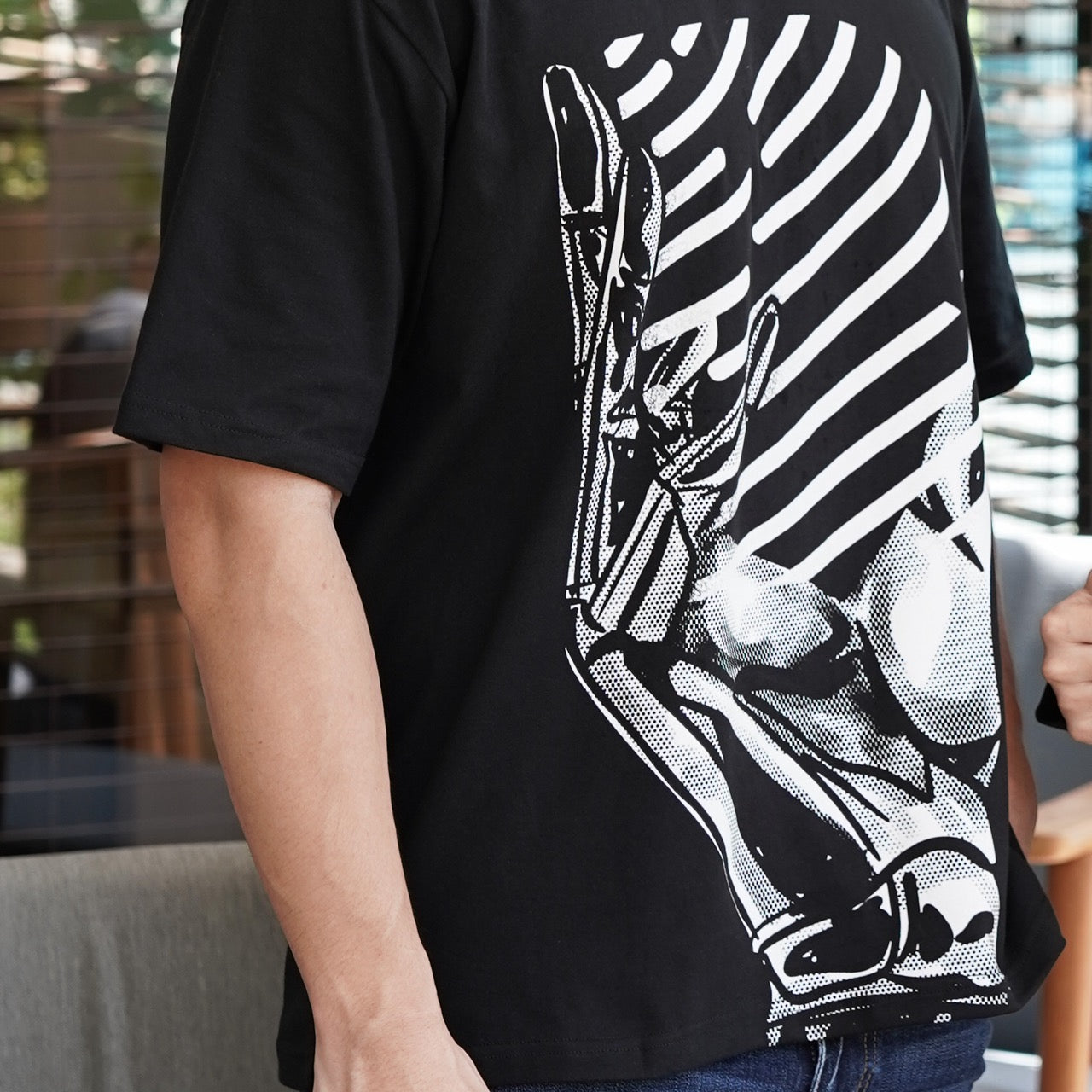 Benhill T-Shirt Pria Oversized Fit Cotton 20s Combed Pendek Black A459-39268