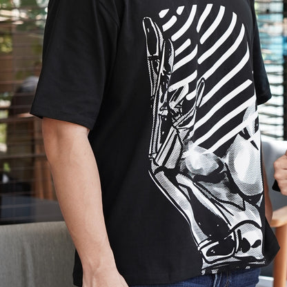 Benhill T-Shirt Pria Oversized Fit Cotton 20s Combed Pendek Black A459-39268