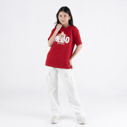 Benhill T-shirt Wanita Grafis Oversized Pendek Red A513-39486