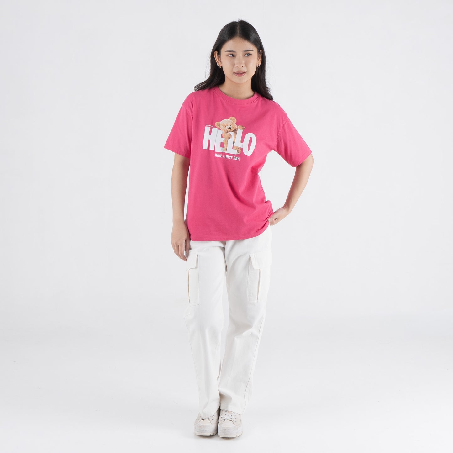 Benhill T-shirt Wanita Grafis Oversized Pendek Pink A512-39J86