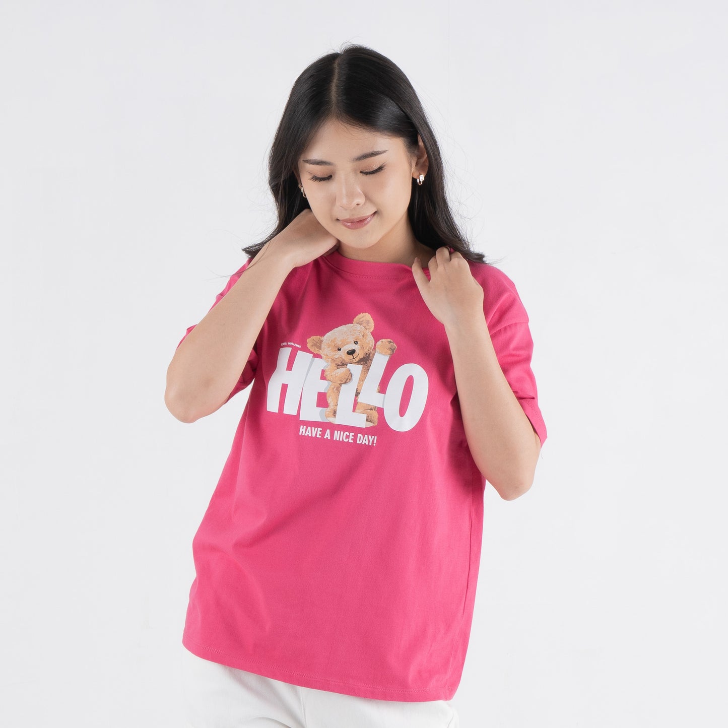 Benhill T-shirt Wanita Grafis Oversized Pendek Pink A512-39J86