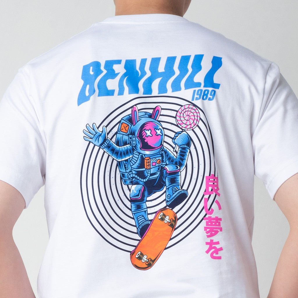Benhill T-shirt Pria Grafis Katun 24s Combed Pendek Putih 400-401-15168