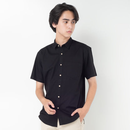 Benhill Kemeja Pria Polos Premium Katun Dobby Pendek Warna Hitam 27652-12234