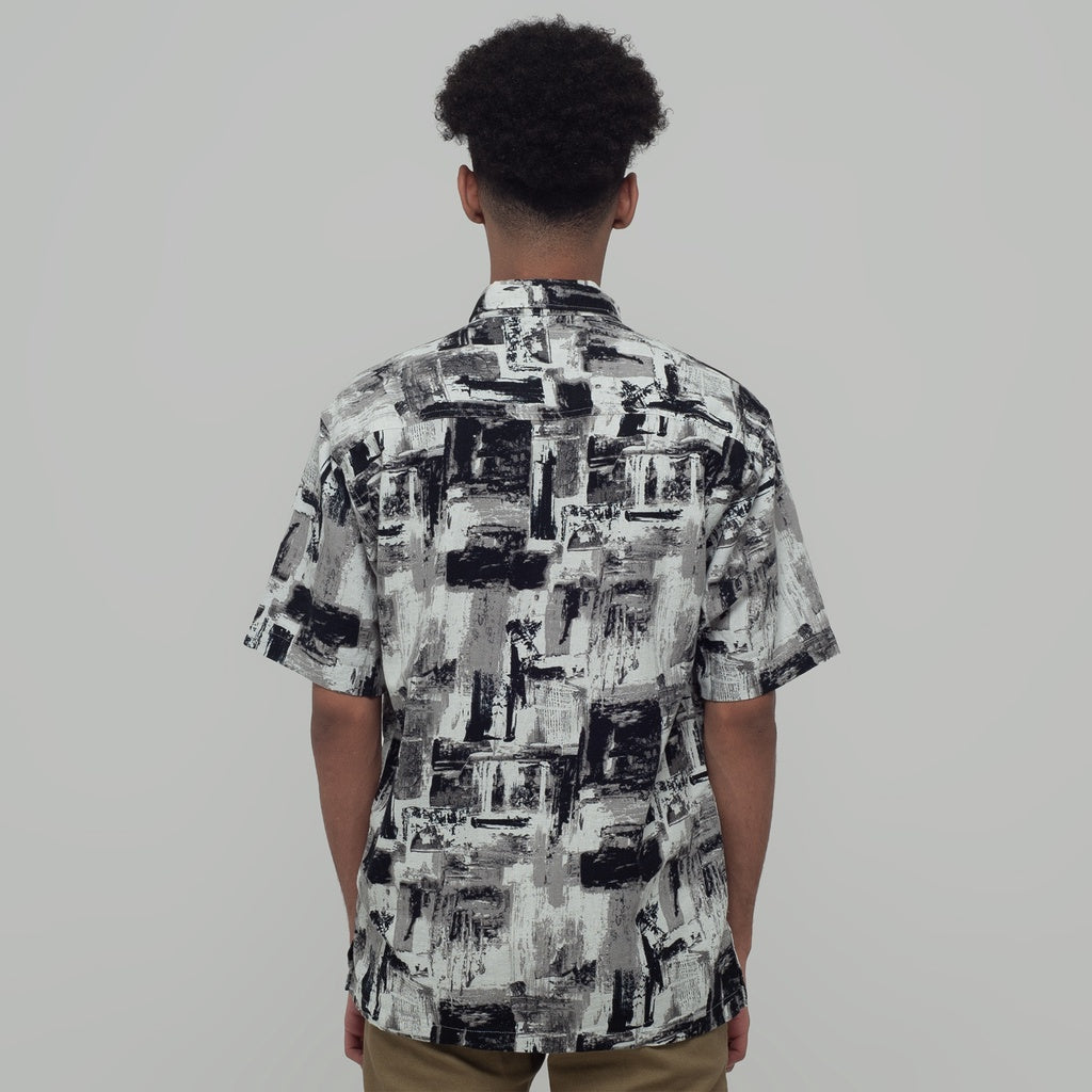 Benhill Kemeja Pria Linen Printing Lengan Pendek Abu 28808-46602