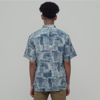 Benhill Kemeja Pria Linen Printing  Lengan Pendek Blue 28810-46302