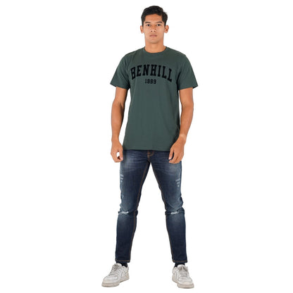 Benhill T-Shirt Pria Grafis Katun 30s Combed Pendek 3 Warna (Brown A86,Mint green A88,Hjiau botol A90)