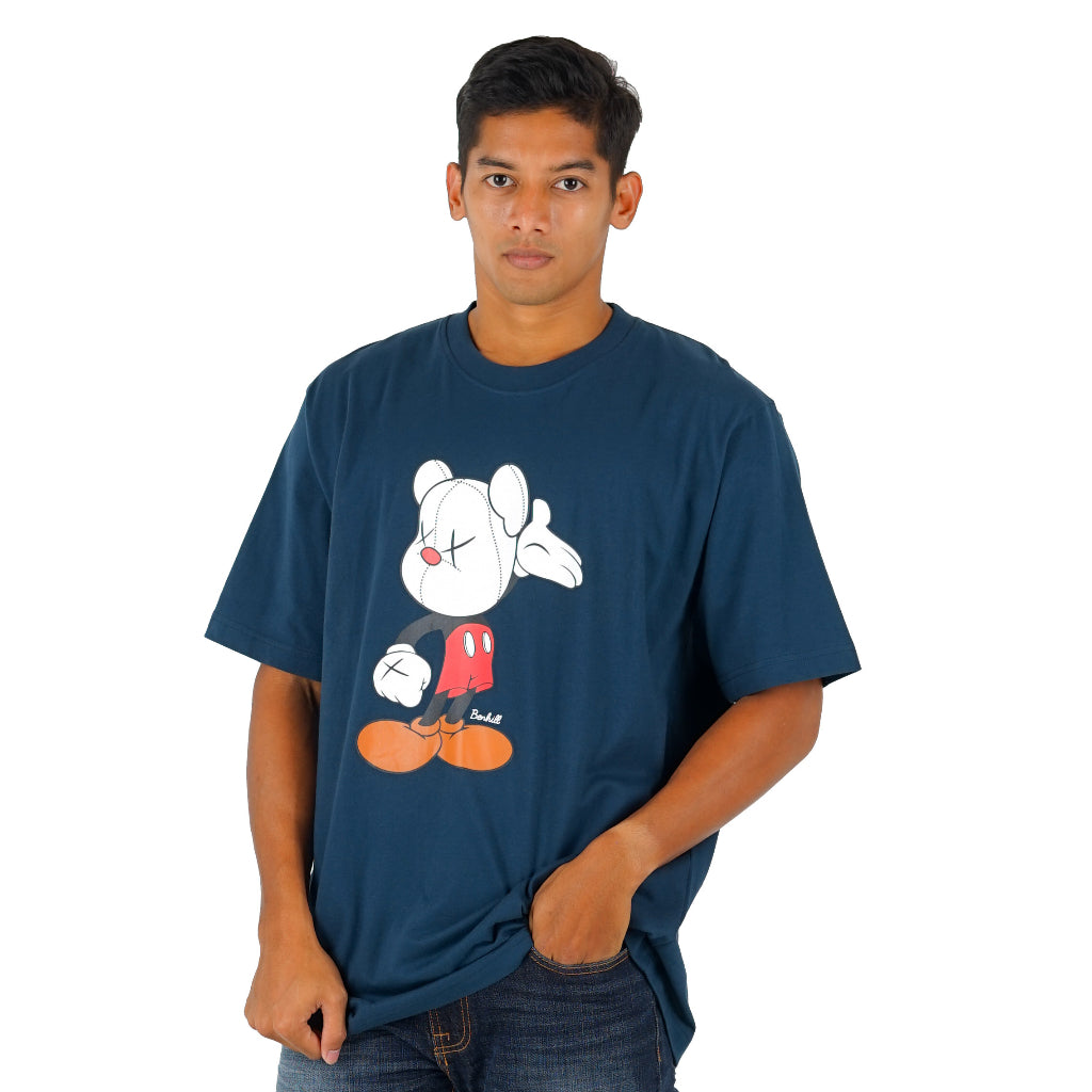 Benhill T-Shirt Pria Oversized Fit Cotton 20s Combed Pendek Navy Blue A413-29368